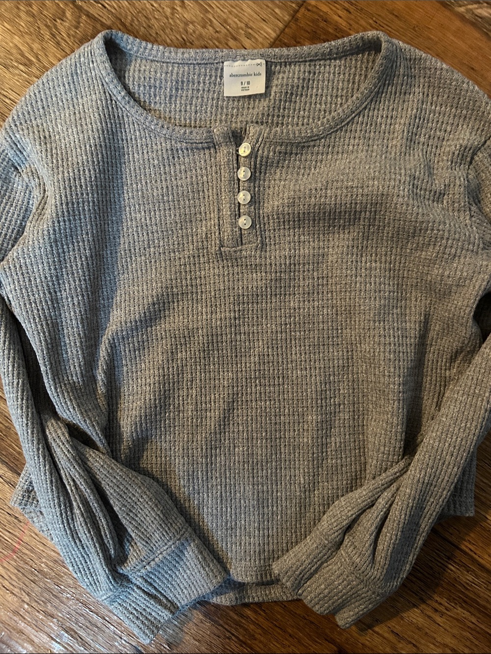 abercrombie kids Heather Gray Waffle Henley Top